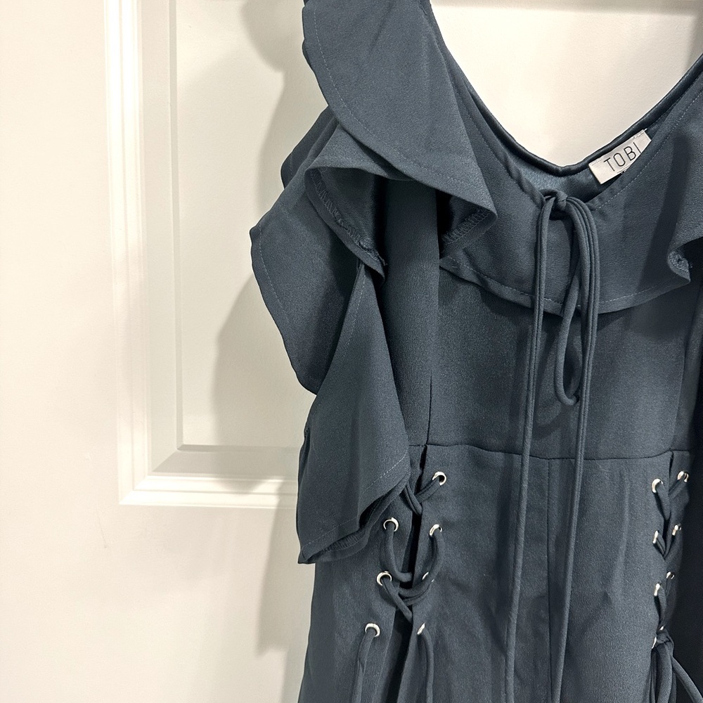 Blue Ruffle Tobi Romper - Picture 5 of 5